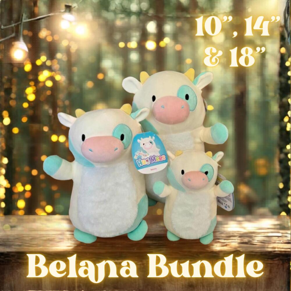 NWT ULTRA RARE Fuzzy Belly Belana Hugmees Squishmallows Bundle